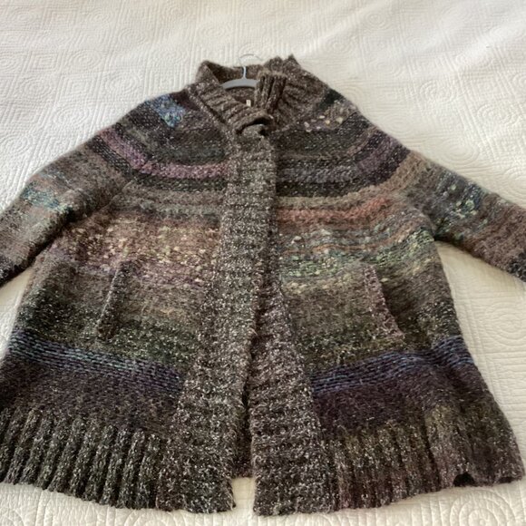 Free People Starlight Shadow Alpaca Mohair Sweater Cardigan size M Boho Cozy - Picture 9 of 12